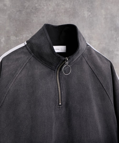 ESSAY オーバーサイズハーフジップTEE Over Size Line Sleeve Half-Zip Tee / オーバーサイズ ラインスリーブ