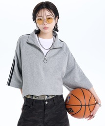 ADRER（アドラー）の「Over Size Line Sleeve Half-Zip Tee / オーバーサイズ ラインスリーブ ハーフジップT（Tシャツ/カットソー）」