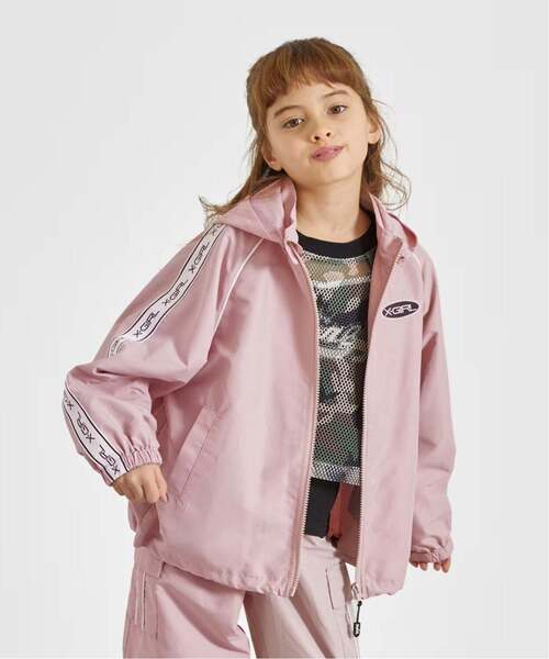 X-girl Stages（エックスガールステージス）の「肩ロゴラインブルゾン（ブルゾン・キッズ・ブラック/ピンク・130cm/120cm/100cm/110cm/140cm/90cm）」の18枚目の写真