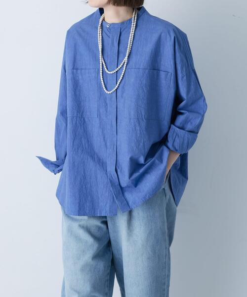 かぐれ（カグレ）の「コットンリネンWポケットシャツ（シャツ/ブラウス・レディース・ピンク/ネイビー/ブルー・FREE）」の13枚目の写真