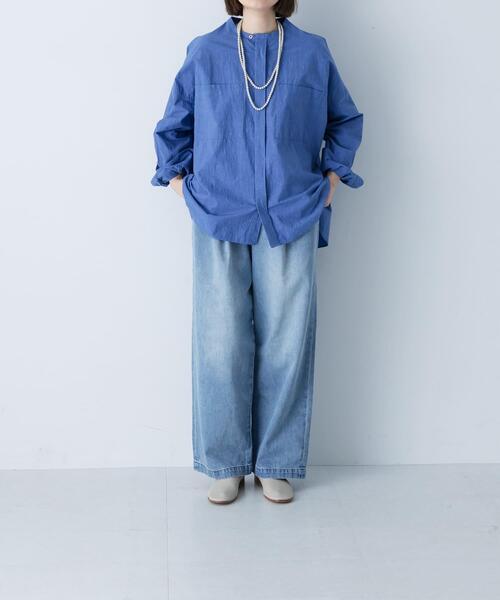 かぐれ（カグレ）の「コットンリネンWポケットシャツ（シャツ/ブラウス・レディース・ピンク/ネイビー/ブルー・FREE）」の15枚目の写真