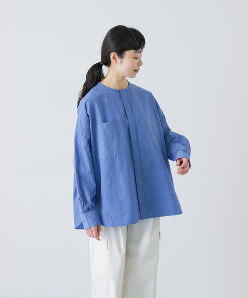 かぐれ（カグレ）の「コットンリネンWポケットシャツ（シャツ/ブラウス・レディース・ピンク/ネイビー/ブルー・FREE）」の16枚目の写真