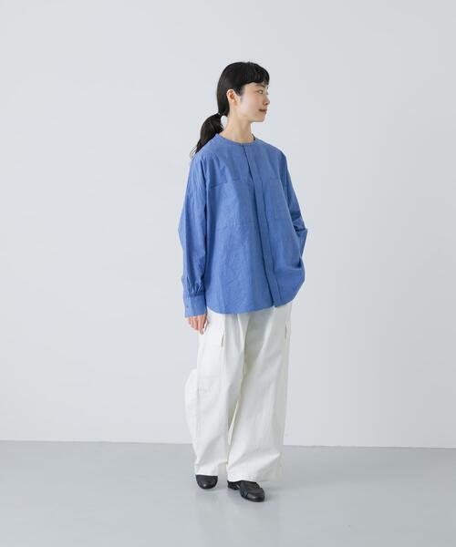 かぐれ（カグレ）の「コットンリネンWポケットシャツ（シャツ/ブラウス・レディース・ピンク/ネイビー/ブルー・FREE）」の18枚目の写真