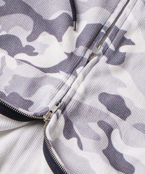 WHO'S WHO gallery(フーズフーギャラリー)の「【UNISEX】KOOKY'Nカモ柄ワッフルユリ紋章スタッズジップパーカー(パーカー・レディース・ライトグレー/カーキ・FREE)」の20枚目の写真