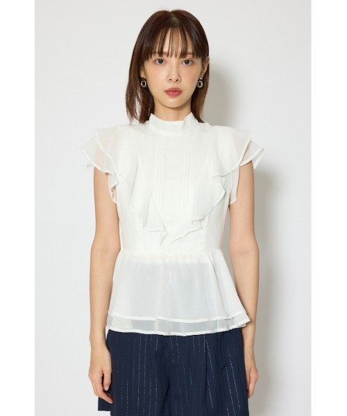 深キョン着用  リエンダ 袖ボリュームブラウス 森香澄さん着用】バックリボンフリルブラウス 春服（シャツ/ブラウス