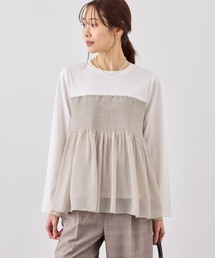 ROPE' PICNIC | シャーリングビスチェ風ドッキングロングスリーブカットソー/リンクコーデ(Tシャツ/カットソー)