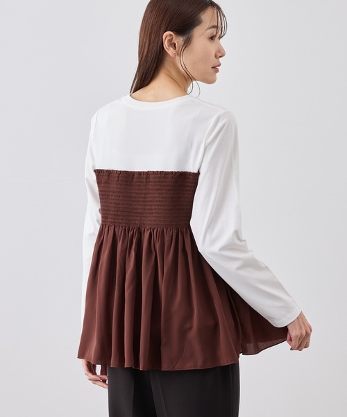 ROPE' PICNIC（ロペピクニック）の「シャーリングドッキングロングスリーブカットソー/リンクコーデ（Tシャツ/カットソー・レディース・ライトグリーン/ブラック系その他/ブラウン系その他/ベージュ系その他2・FREE）」の9枚目の写真