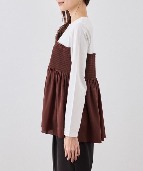 ROPE' PICNIC（ロペピクニック）の「シャーリングドッキングロングスリーブカットソー/リンクコーデ（Tシャツ/カットソー・レディース・ライトグリーン/ブラック系その他/ブラウン系その他/ベージュ系その他2・FREE）」の11枚目の写真