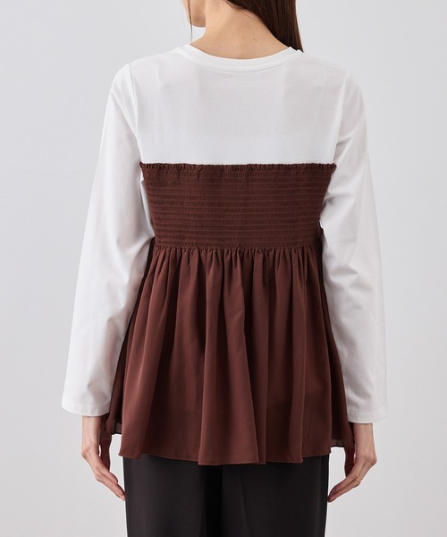ROPE' PICNIC（ロペピクニック）の「シャーリングドッキングロングスリーブカットソー/リンクコーデ（Tシャツ/カットソー・レディース・ライトグリーン/ブラック系その他/ブラウン系その他/ベージュ系その他2・FREE）」の12枚目の写真