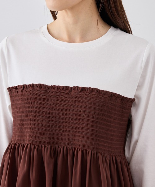 ROPE' PICNIC（ロペピクニック）の「シャーリングドッキングロングスリーブカットソー/リンクコーデ（Tシャツ/カットソー・レディース・ライトグリーン/ブラック系その他/ブラウン系その他/ベージュ系その他2・FREE）」の13枚目の写真
