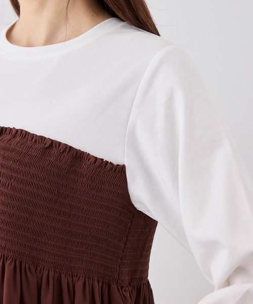 ROPE' PICNIC（ロペピクニック）の「シャーリングドッキングロングスリーブカットソー/リンクコーデ（Tシャツ/カットソー・レディース・ライトグリーン/ブラック系その他/ブラウン系その他/ベージュ系その他2・FREE）」の16枚目の写真