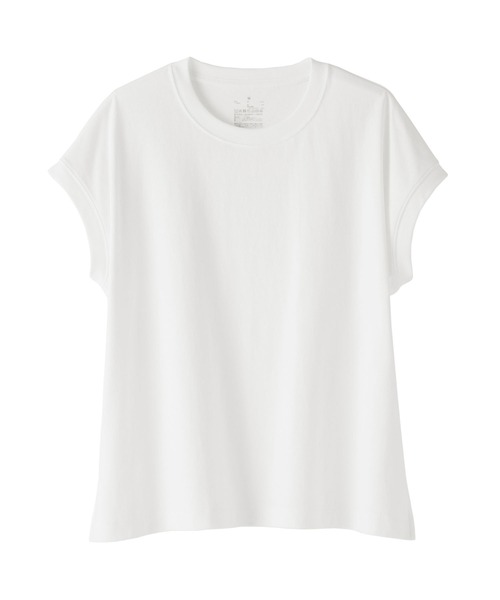 無印良品(ムジルシリョウヒン)の「婦人 引き揃え天竺編みフレンチスリーブTシャツ(Tシャツ/カットソー・レディース・ダークグレー/ブルー系/ホワイト/ライトブルー/ブラック/ライトイエロー・S/M/L/XL)」の13枚目の写真