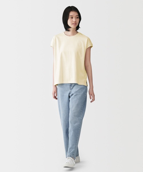 無印良品(ムジルシリョウヒン)の「婦人 引き揃え天竺編みフレンチスリーブTシャツ(Tシャツ/カットソー・レディース・ダークグレー/ブルー系/ホワイト/ライトブルー/ブラック/ライトイエロー・S/M/L/XL)」の15枚目の写真