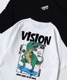VISION STREET WEAR/ヴィジョンストリートウェア オーバーサイズ フロント/バックプリント ロゴ ワンポイント 半袖Tシャツ/レディース メンズ
