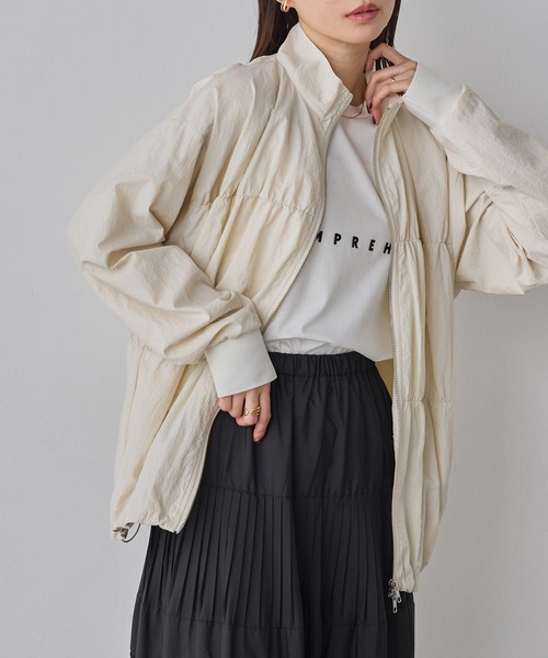 hunch（ハンチ）の「ナイロン シャーリング ダブルジップブルゾン（ブルゾン・レディース・ブラック/アイボリー/セージグリーン・FREE）」の12枚目の写真