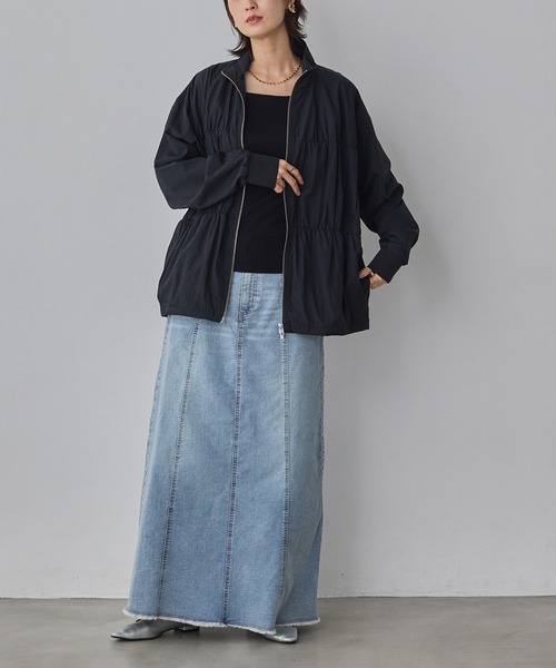 hunch（ハンチ）の「ナイロン シャーリング ダブルジップブルゾン（ブルゾン・レディース・ブラック/アイボリー/セージグリーン・FREE）」の12枚目の写真