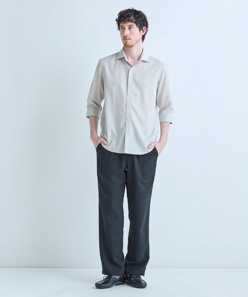 MEN'S BIGI(メンズビギ)の「トリアセ麻調 7分袖シャツ<接触冷感/UVカット/イージーケア>(シャツ/ブラウス・メンズ・ブルー/ライトグレー/グリーン/ブラウン・03/04/01/02)」の9枚目の写真