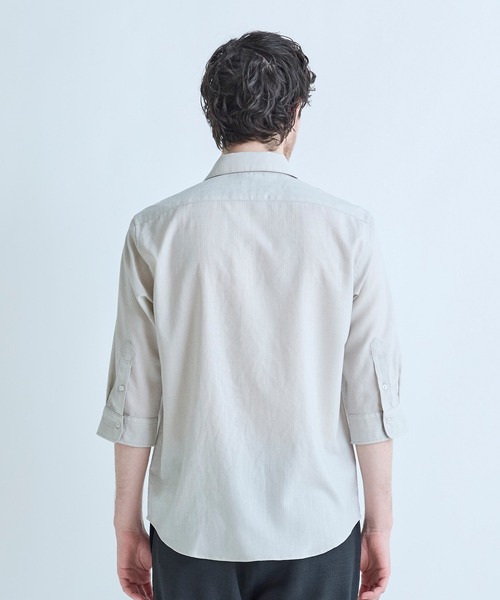 MEN'S BIGI(メンズビギ)の「トリアセ麻調 7分袖シャツ<接触冷感/UVカット/イージーケア>(シャツ/ブラウス・メンズ・ブルー/ライトグレー/グリーン/ブラウン・03/04/01/02)」の6枚目の写真