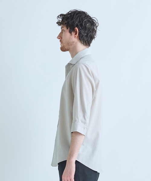 MEN'S BIGI(メンズビギ)の「トリアセ麻調 7分袖シャツ<接触冷感/UVカット/イージーケア>(シャツ/ブラウス・メンズ・ブルー/ライトグレー/グリーン/ブラウン・03/04/01/02)」の5枚目の写真