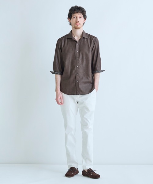 MEN'S BIGI(メンズビギ)の「トリアセ麻調 7分袖シャツ<接触冷感/UVカット/イージーケア>(シャツ/ブラウス・メンズ・ブルー/ライトグレー/グリーン/ブラウン・03/04/01/02)」の10枚目の写真