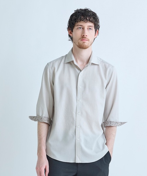 MEN'S BIGI(メンズビギ)の「トリアセ麻調 7分袖シャツ<接触冷感/UVカット/イージーケア>(シャツ/ブラウス・メンズ・ブルー/ライトグレー/グリーン/ブラウン・03/04/01/02)」の7枚目の写真