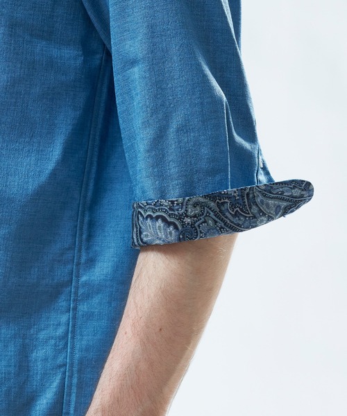 MEN'S BIGI(メンズビギ)の「トリアセ麻調 7分袖シャツ<接触冷感/UVカット/イージーケア>(シャツ/ブラウス・メンズ・ブルー/ライトグレー/グリーン/ブラウン・03/04/01/02)」の21枚目の写真