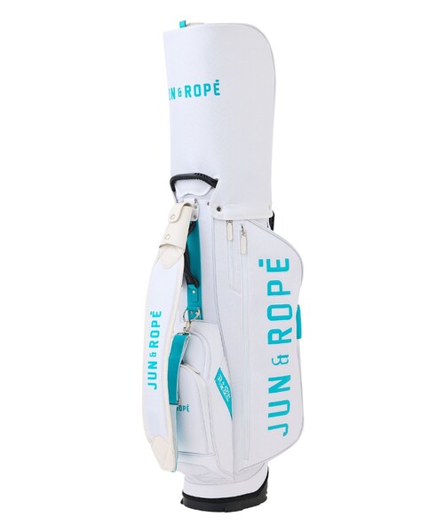 JUN&ROPE'（ジュンアンドロペ）の「ウェーブボーダー柄キャディーバッグ/ユニセックス・軽量（ゴルフグッズ・レディース・ブラック/ホワイト/ターコイズブルー・FREE）」の2枚目の写真