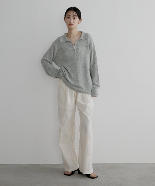 Aunt Marie's(アントマリーズ)の「フロントホックポロニット(ニット/セーター・レディース・ナチュラル/ネイビー/ライトグリーン・FREE)」の14枚目の写真