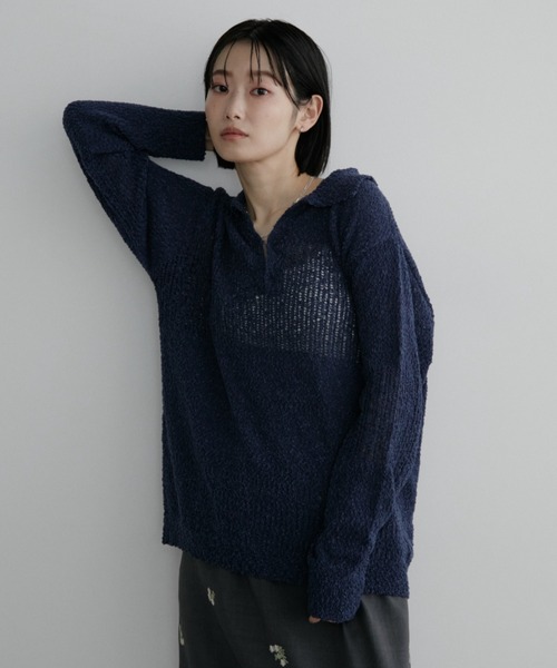Aunt Marie's(アントマリーズ)の「フロントホックポロニット(ニット/セーター・レディース・ナチュラル/ネイビー/ライトグリーン・FREE)」の21枚目の写真