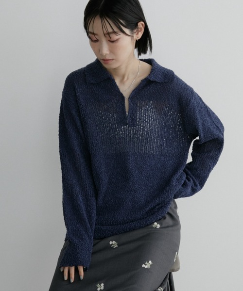 Aunt Marie's(アントマリーズ)の「フロントホックポロニット(ニット/セーター・レディース・ナチュラル/ネイビー/ライトグリーン・FREE)」の20枚目の写真