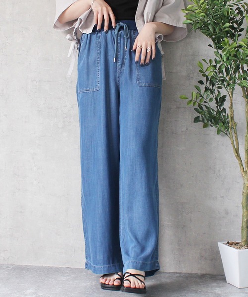 SELECT LEVERY（セレクトリベリー）の「ウエストリブベイカーワイドパンツ（デニムパンツ・レディース・ライトブルー/ネイビー/ワンウォッシュ/インディゴブルー・X-LARGE/LARGE/MEDIUM）」の3枚目の写真