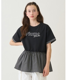 pom ponette junior | 【接触冷感】ペプラムチェックプルオーバー(Tシャツ/カットソー)