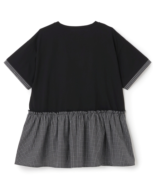 pom ponette junior(ポンポネットジュニア)の「【接触冷感】ペプラムチェックプルオーバー(Tシャツ/カットソー・キッズ・ブラック/オフホワイト・L:160cm/S:140cm/M:150cm)」の3枚目の写真