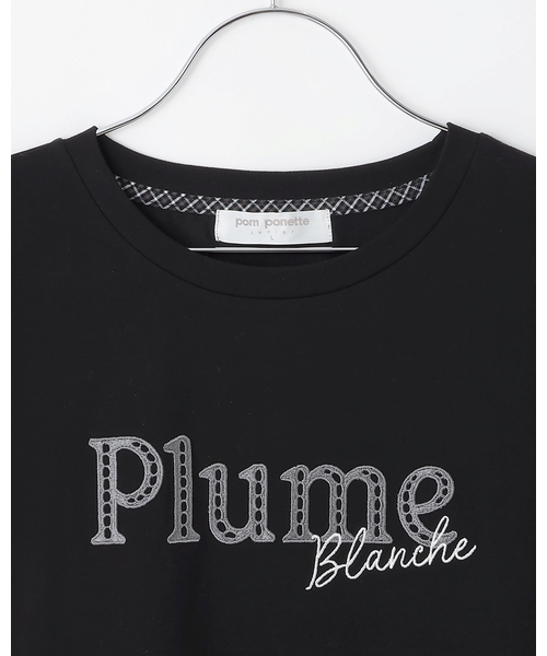 pom ponette junior(ポンポネットジュニア)の「【接触冷感】ペプラムチェックプルオーバー(Tシャツ/カットソー・キッズ・ブラック/オフホワイト・L:160cm/S:140cm/M:150cm)」の4枚目の写真
