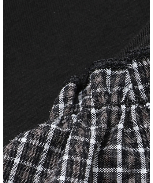 pom ponette junior(ポンポネットジュニア)の「【接触冷感】ペプラムチェックプルオーバー(Tシャツ/カットソー・キッズ・ブラック/オフホワイト・L:160cm/S:140cm/M:150cm)」の9枚目の写真