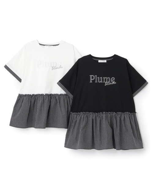 pom ponette junior(ポンポネットジュニア)の「【接触冷感】ペプラムチェックプルオーバー(Tシャツ/カットソー・キッズ・ブラック/オフホワイト・L:160cm/S:140cm/M:150cm)」の10枚目の写真