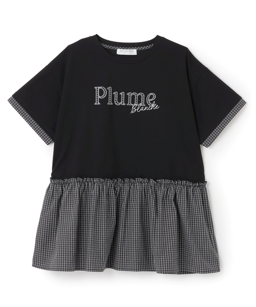 pom ponette junior(ポンポネットジュニア)の「【接触冷感】ペプラムチェックプルオーバー(Tシャツ/カットソー・キッズ・ブラック/オフホワイト・L:160cm/S:140cm/M:150cm)」の11枚目の写真