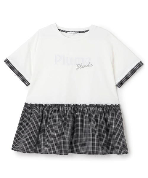pom ponette junior(ポンポネットジュニア)の「【接触冷感】ペプラムチェックプルオーバー(Tシャツ/カットソー・キッズ・ブラック/オフホワイト・L:160cm/S:140cm/M:150cm)」の12枚目の写真