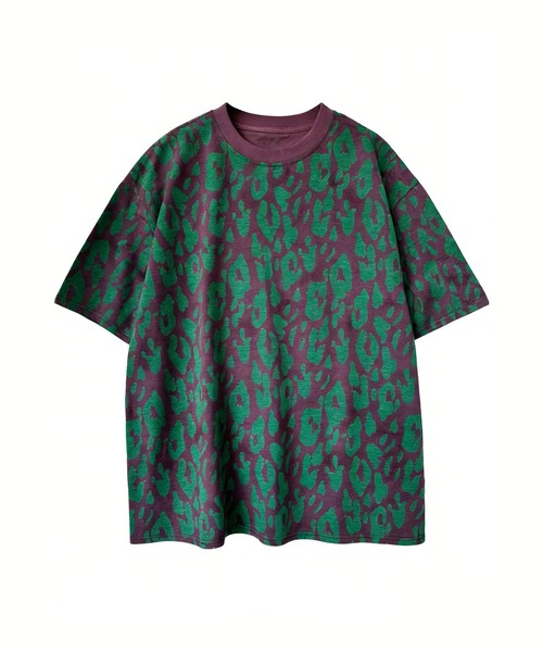 HOOK(フック)の「HOOK for girls レオパード総柄 半袖Tシャツ / アニマル柄 ビッグシルエット カジュアル (SS)(Tシャツ/カットソー・レディース・ブルー/パープル/ライトベージュ/ブラック・FREE)」の8枚目の写真