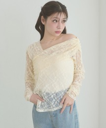 design lace drape tops / デザインレースドレープトップス