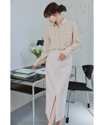 Front Slit Long Skirt