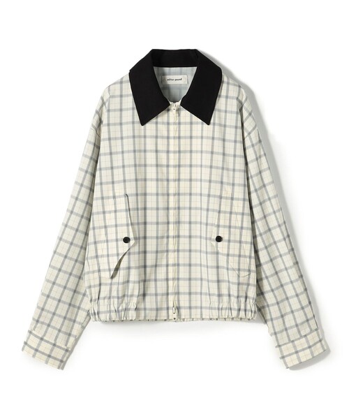 edition pourell（エディションプレル）の「edition pourell Super 120'sトロチェック コットンカラーブルゾン（ブルゾン・レディース・ブラック系その他/ホワイト系その他・34/36）」の2枚目の写真