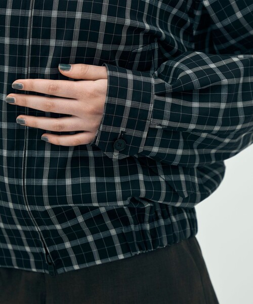 edition pourell（エディションプレル）の「edition pourell Super 120'sトロチェック コットンカラーブルゾン（ブルゾン・レディース・ブラック系その他/ホワイト系その他・34/36）」の9枚目の写真