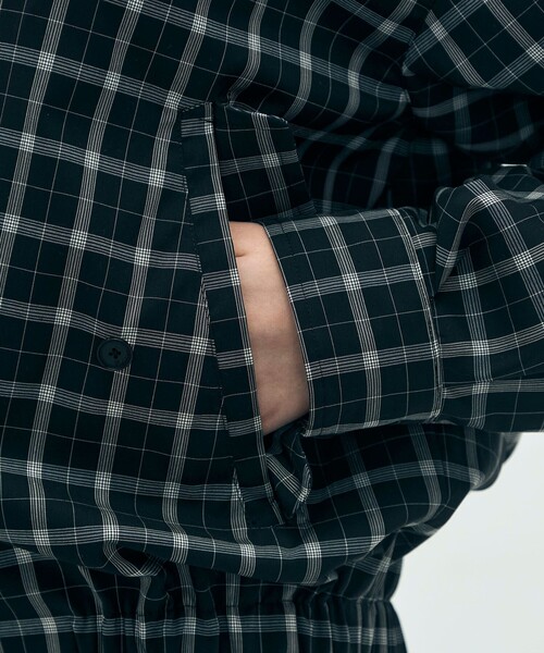 edition pourell（エディションプレル）の「edition pourell Super 120'sトロチェック コットンカラーブルゾン（ブルゾン・レディース・ブラック系その他/ホワイト系その他・34/36）」の10枚目の写真