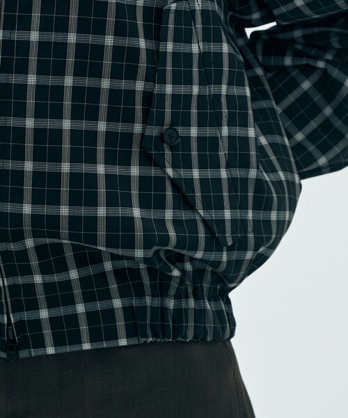 edition pourell（エディションプレル）の「edition pourell Super 120'sトロチェック コットンカラーブルゾン（ブルゾン・レディース・ブラック系その他/ホワイト系その他・34/36）」の11枚目の写真