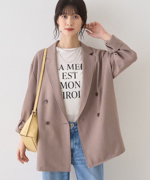 Rouge vif Anna（ルージュヴィフアンナ）の「バスケットメッシュシアーダブルジャケット（テーラードジャケット・レディース・ベージュ/ホワイト/ブラック・フリー）」の3枚目の写真