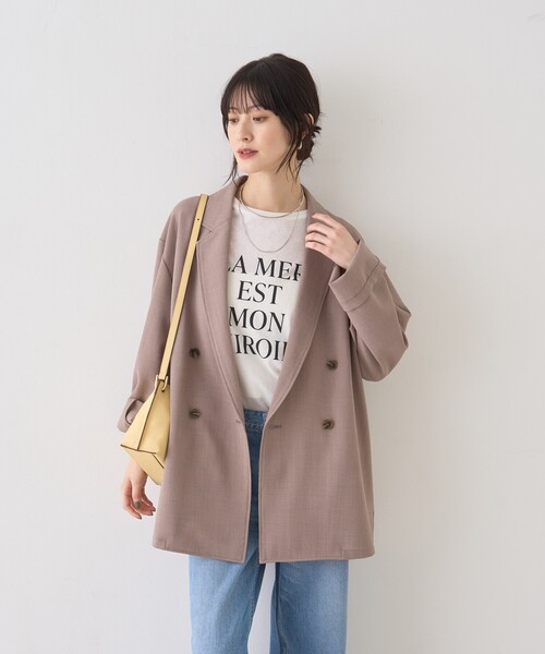 Rouge vif Anna（ルージュヴィフアンナ）の「バスケットメッシュシアーダブルジャケット（テーラードジャケット・レディース・ベージュ/ホワイト/ブラック・フリー）」の4枚目の写真