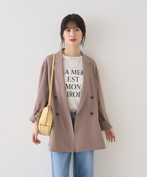 Rouge vif Anna（ルージュヴィフアンナ）の「バスケットメッシュシアーダブルジャケット（テーラードジャケット・レディース・ベージュ/ホワイト/ブラック・フリー）」の5枚目の写真