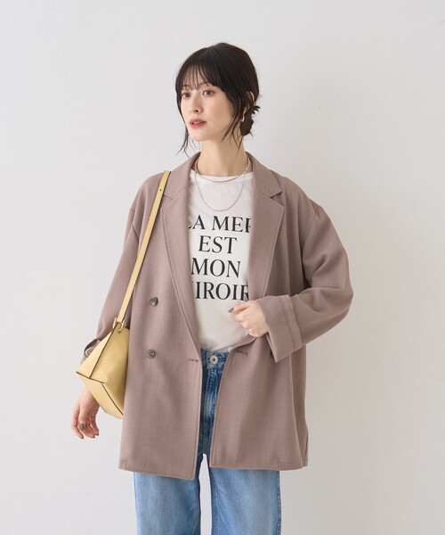 Rouge vif Anna（ルージュヴィフアンナ）の「バスケットメッシュシアーダブルジャケット（テーラードジャケット・レディース・ベージュ/ホワイト/ブラック・フリー）」の6枚目の写真