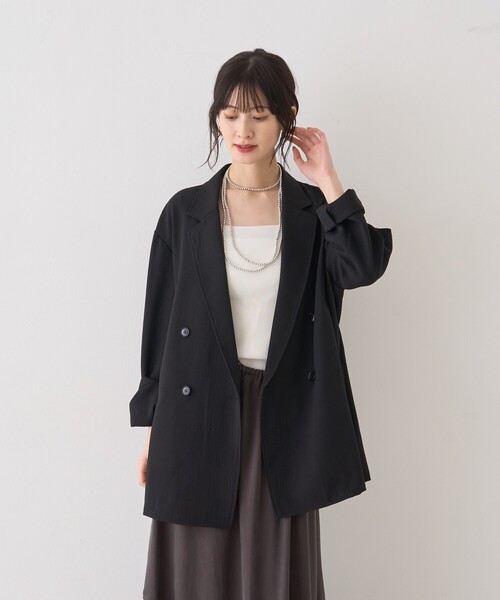 Rouge vif Anna（ルージュヴィフアンナ）の「バスケットメッシュシアーダブルジャケット（テーラードジャケット・レディース・ベージュ/ホワイト/ブラック・フリー）」の9枚目の写真